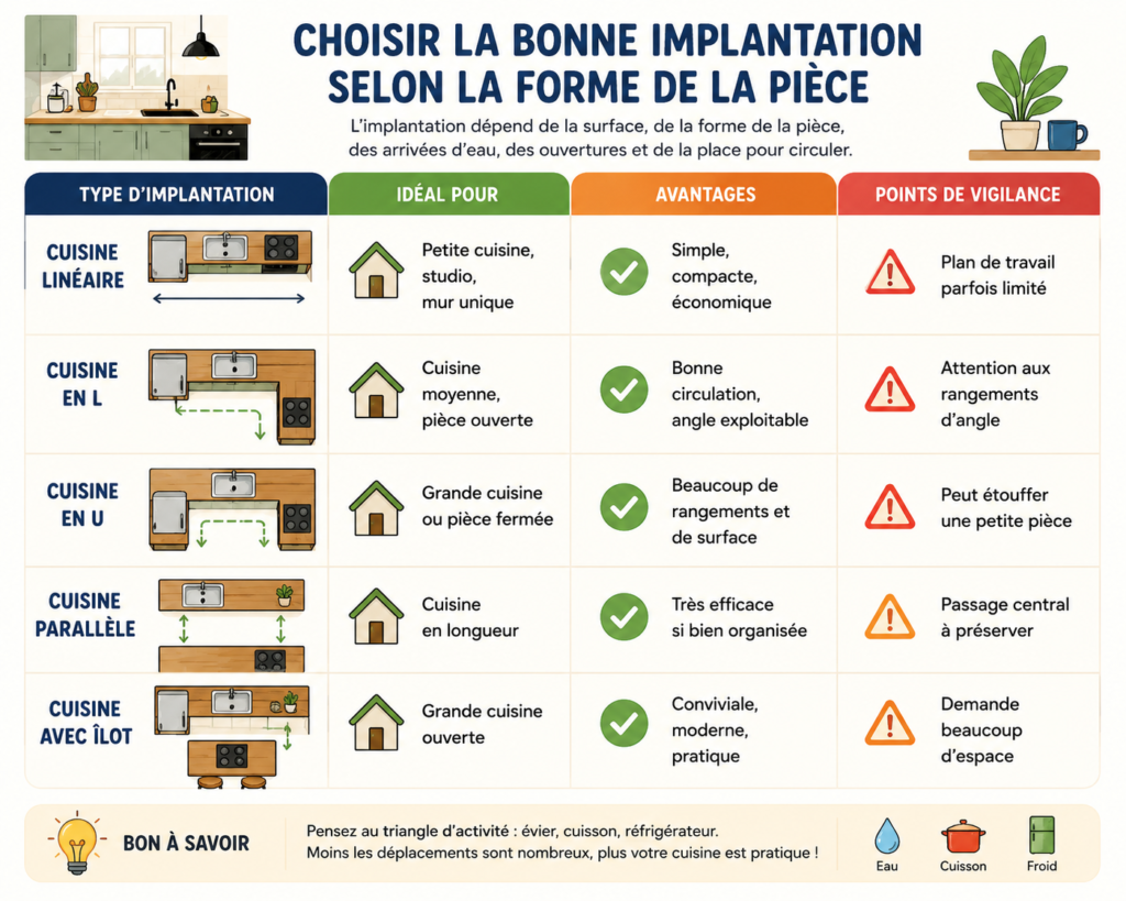 choisir la bonne implantation pour la cuisine