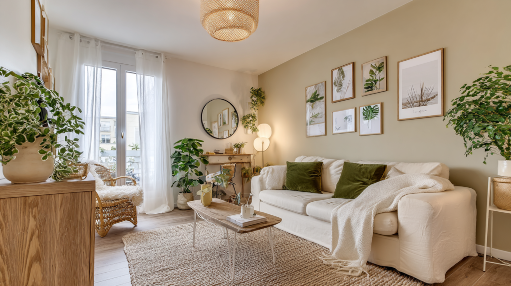 comment décorer un mur vide dans un salon chaleureux